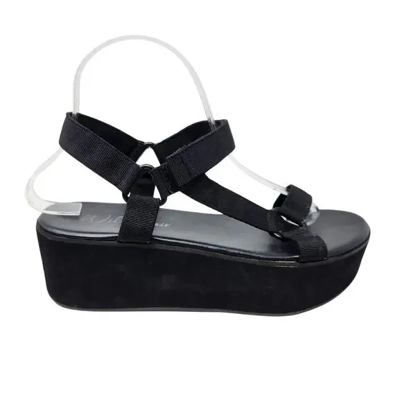 Wild Pair Sawyer Women's Fabric Sporty Slide On Sandals Black Shoe Size 8 - Picture 4 of 7